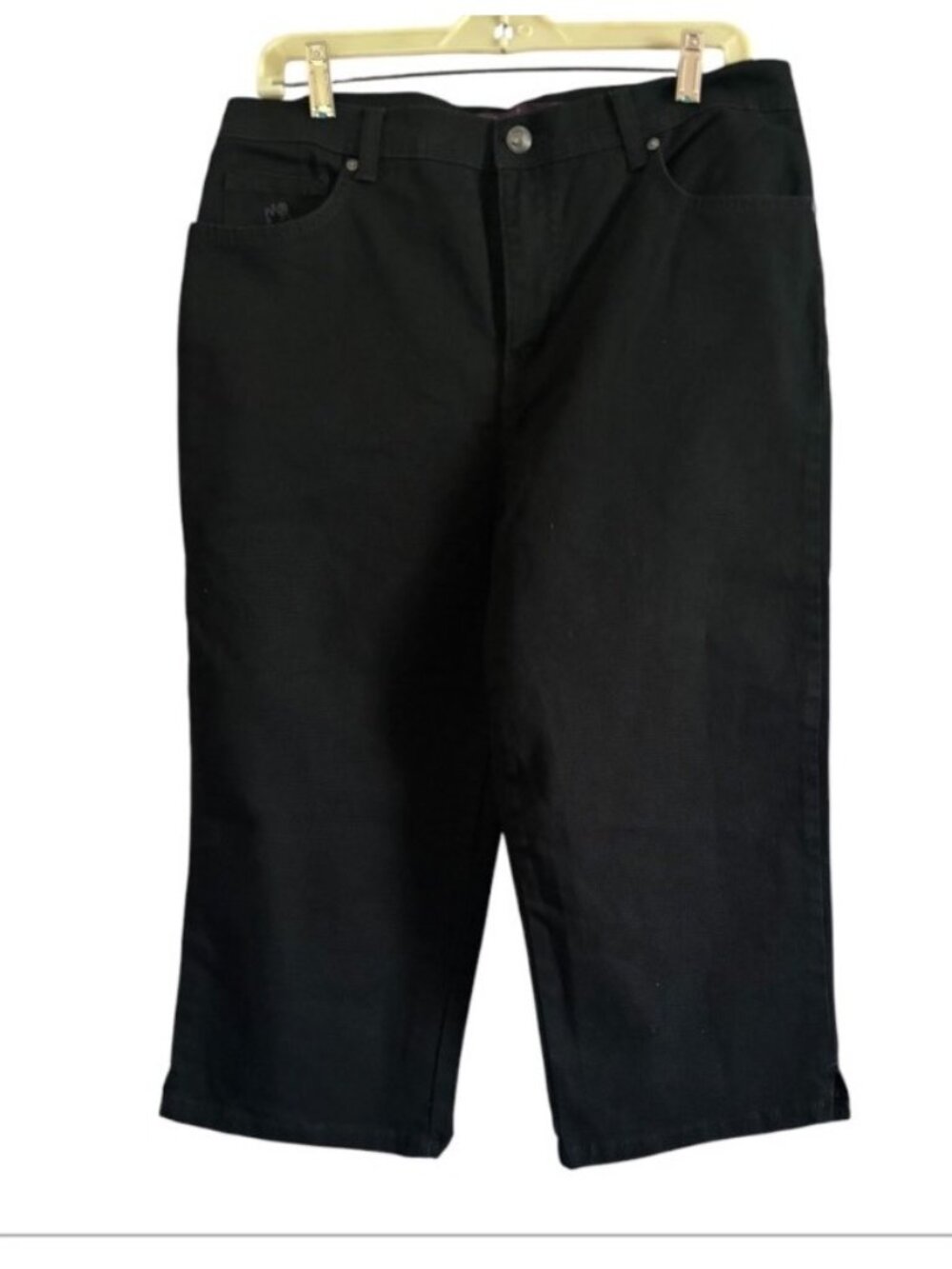 Amanda Black Chic Casual Studded Pockets Crop Capris Size 12